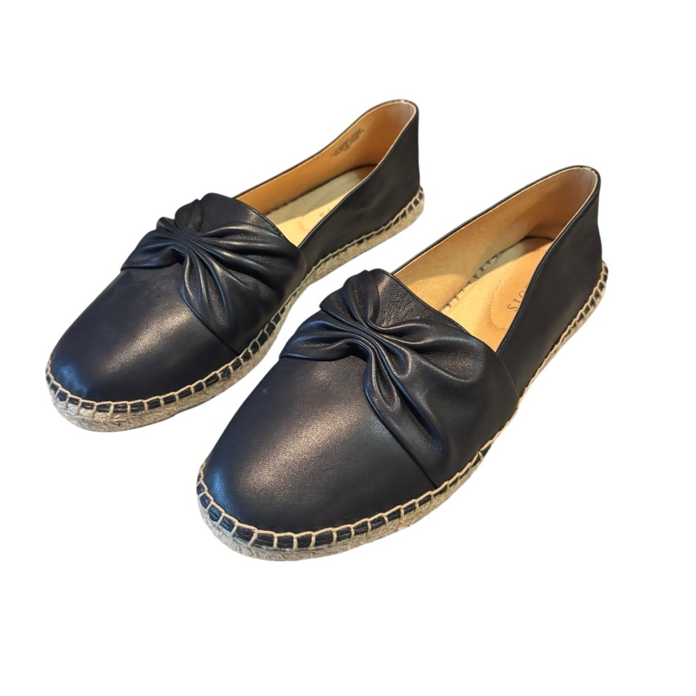 Talbots Izzy Espadrille Nappa Flats Women's‎ Size 10 Black Leather Slip On